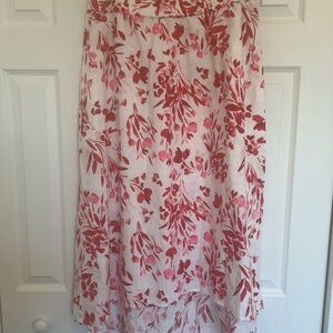 Banana republic Red & White high-low Women's Skirt cotton & linen size large